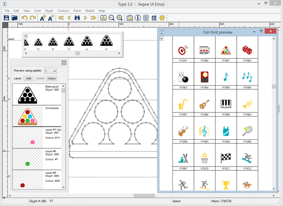 Type 3.2 font designer - make colour fonts